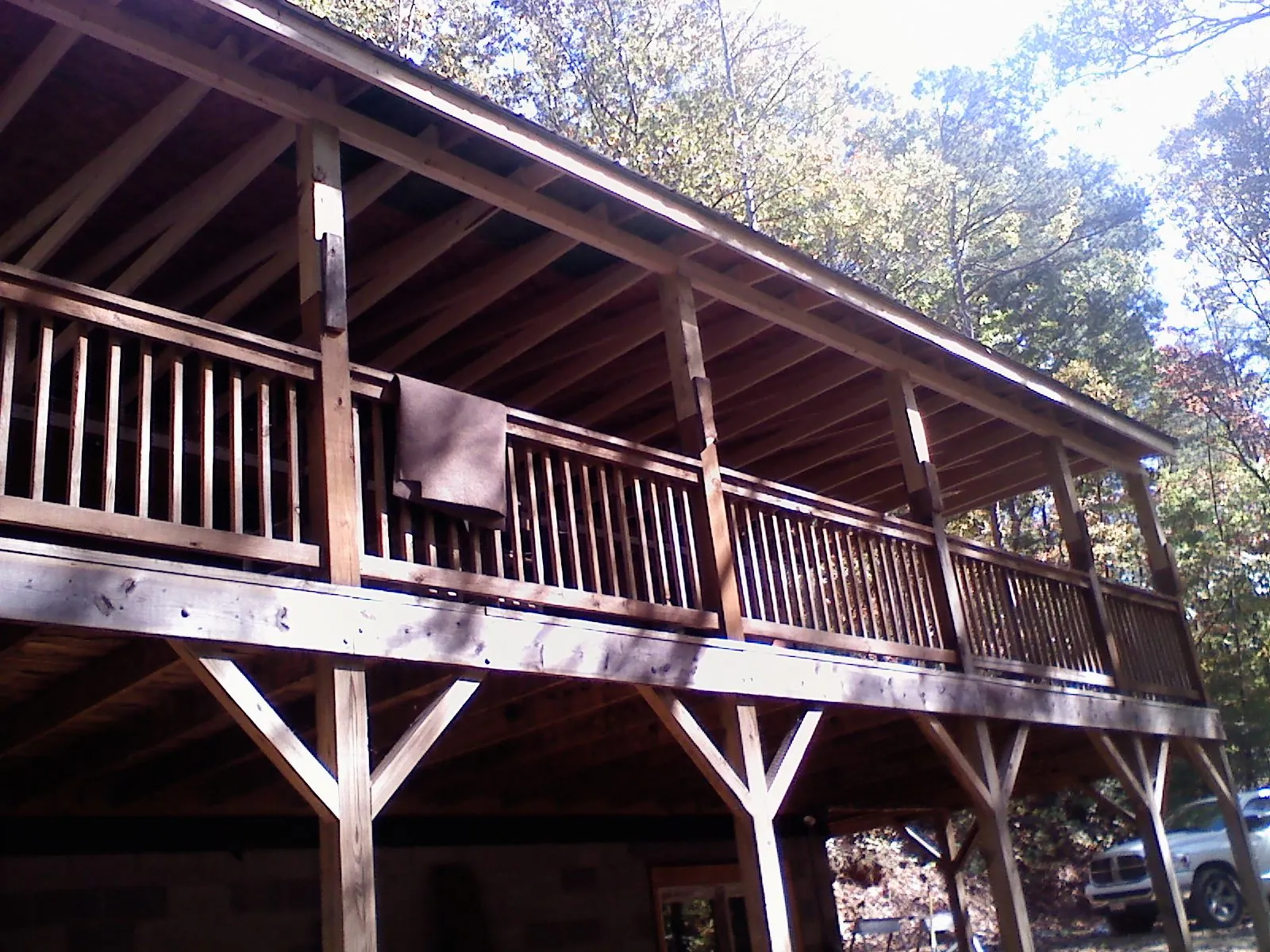 Timber framing under a new elevated porch and deck — Roof Leak Repair in Tappahannock by Roofing Brothers
